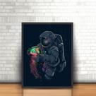 Quadro Tumblr Astronauta Água Viva Colorida Espaço 30x40cm