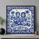 Quadro Umbanda Candomblé Ibeji 33x33cm Mold Preta