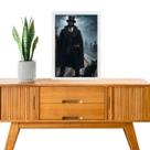 Quadro Umbanda Exu Gato Preto 45x34cm - com vidro