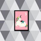 Quadro Unicórnio Lua 33x24cm - com vidro