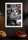Quadro Vai Corinthians! com Vidro e Moldura Branca Tam:A4