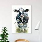 Quadro Vaquinha Floral - Aquarela 33x24cm - com vidro