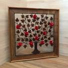 Quadro Vaso de Flor Ferro e Moldura de Madeira