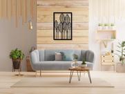 Quadro Vazado Folhas Decorativo Mdf Escultura De Parede 67x45