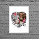 Quadro Vegetariano Friends Not Food 24x18cm - com vidro