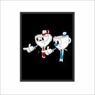 Quadro Vertical Cuphead e Mugman com Moldura 30x40cm