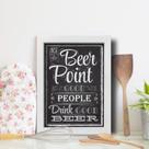 Quadro Vintage Cerveja Beer Point 22x32cm Moldura Branca