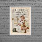 Quadro Vintage Coffee Happy Mariage 45x34cm - com vidro