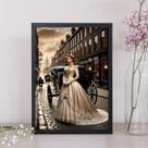 Quadro Vintage Dama Com Carruagem 45x34cm