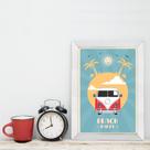 Quadro Vintage Kombi Verão 22x32cm Moldura Branca