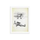 Quadro Vintage Moldura Branca Aviões Antigos 33x43cm