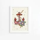 Quadro Vintage Moldura Branca Marinha Âncora 33x43cm Quadro Vintage Moldura Branca Marinha Âncora 33x43cm