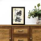 Quadro Vintage Paris Dama Antiga 45x34cm - com vidro