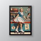 Quadro Vintage Pin Up Garçonete 45x34cm Quadro Vintage Pin Up Garçonete 45x34cm