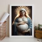 Quadro Virgem Maria Grávida 24x18cm - com vidro