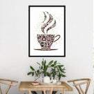 Quadro Xícara Coffee Time - Marrom e Branco 45x34cm - com vidro