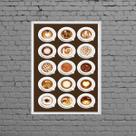 Quadro Xícaras De Café Latte Art 24x18cm - com vidro