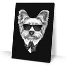 Quadro Yorkshire Cachorro Da Máfia Para Sala 40x60 Tela