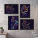 Quadros Abstratas Guitarristas Moldura Preta 22x32cm Kit4un Quadros Abstratas Guitarristas Moldura Preta 22x32cm Kit4un