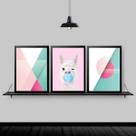 Quadros Abstratos Lhama Chiclete Moldura Preta 24X18Cm 3Un