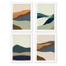 Quadros Abstratos Paisagens Quentes Mold Branca 33x43 Kit 4u