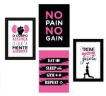 Quadros Academia Musculação Frases Motivação 4 Peças 28x40cm Quadros Academia Musculação Frases Motivação 4 Peças 28x40cm