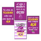 Quadros Açaí Decoração Açaíteria Frases Kit 4 Peças Quadros Açaí Decoração Açaíteria Frases Kit 4 Peças