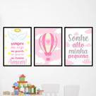 Quadros Bebê Menina Oração Anjo Balão Quarto Kit 3 Peças