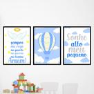 Quadros Bebê Menino Balão Azul Sonhe Alto Quarto Kit 3 Peças Quadros Bebê Menino Balão Azul Sonhe Alto Quarto Kit 3 Peças