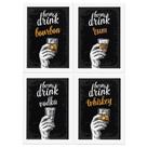 Quadros Bebidas Born Drinks Moldura Branca 33x43cm 4un