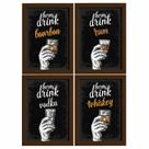 Quadros Bebidas Born Drinks Moldura Marrom 33x43cm 4un