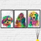 Quadros Cachorro Dog Colorido Kit 3 Decorativos Decoração Quadros Cachorro Dog Colorido Kit 3 Decorativos Decoração