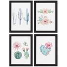 Quadros Cactos com Moldura Preta Kit 4un 22x32cm