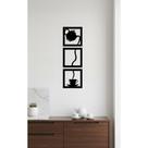 Quadros Café Xícara Bule Decoração Cozinha Preto MDF 3 Peças