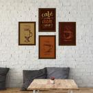 Quadros Cantinho do Café Moldura Marrom 33x43cm Kit 4un