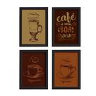 Quadros Cantinho do Café Moldura Preta 22x32cm Kit 4un