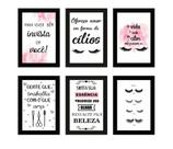 Quadros Cílios Lash Design Salão Frases Kit 6 Peças 20x28cm Quadros Cílios Lash Design Salão Frases Kit 6 Peças 20x28cm