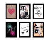 Quadros Cílios Make Up Maquiagem Decoração 6 Peças 20x28cm