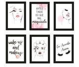 Quadros Cílios Make Up Maquiagem Decoração Salão Kit 6 Peças