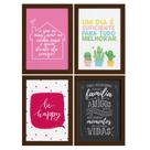 Quadros com Frases Alegria Moldura Marrom 22x32cm 4un