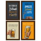 Quadros com Frases Cerveja Moldura Marrom 22x32cm Kit 4un Quadros com Frases Cerveja Moldura Marrom 22x32cm Kit 4un