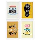Quadros com Frases Motivação Inglês Moldura Branca 33x43 4un Quadros com Frases Motivação Inglês Moldura Branca 33x43 4un