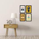 Quadros com Frases Motivação Inglês Moldura Marrom 22x32 4un