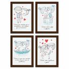 Quadros com Frases Namorados Moldura Marrom 33x43cm Kit 4un