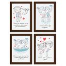 Quadros com Frases Namorados Moldura Marrom 33x43cm Kit 4un Quadros com Frases Namorados Moldura Marrom 33x43cm Kit 4un