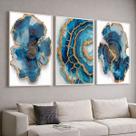 Quadros com Moldura e Acrilico Cristal Cristal Azul Dourado Kit 3 Quadros para Sala, Quarto ou Escritório