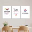 Quadros Confeitaria Decoração Bolos Tortas Cozinha 3 Peças