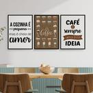 Quadros Cozinha Cantinho Café Decoração Kit 3 Peças 20x28cm