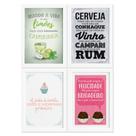 Quadros Cozinha Drinks e Desserts Moldura Branca 22x32cm 4un