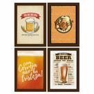 Quadros de Cerveja Beers Moldura Marrom 33x43cm 4un